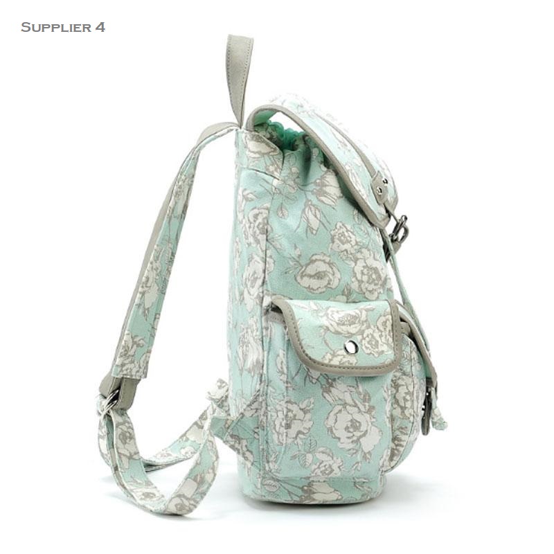 floral print backpack side view